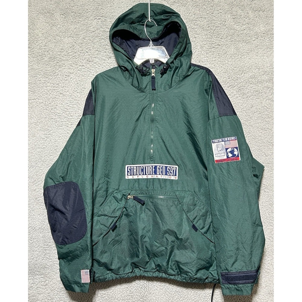Vintage Structure Geo S97 Exploration 1/4 Zip Pullover Rip Stop Gorpcore‎ Sz XL